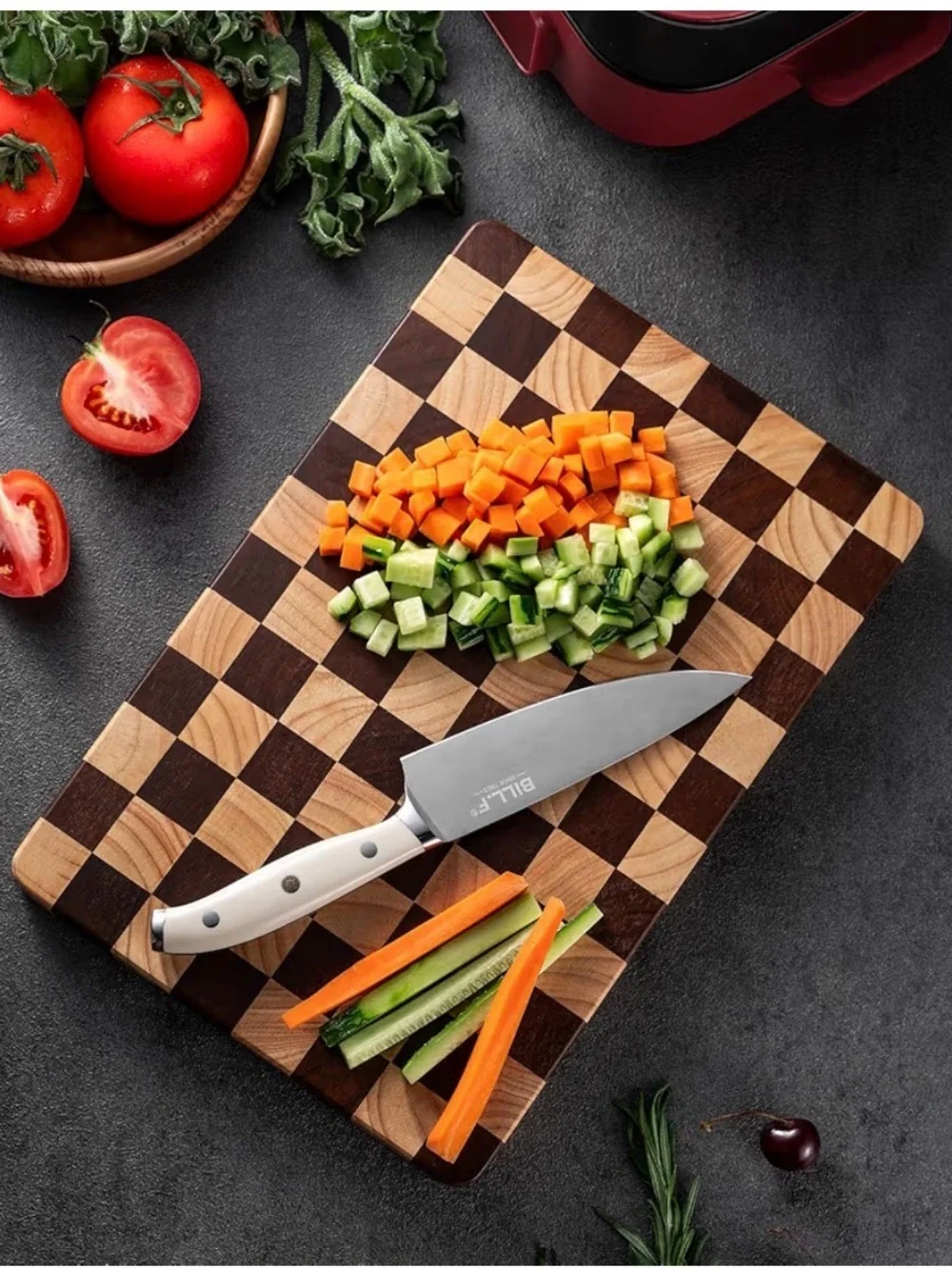 Checkered Brown & Tan Acacia Wood Cutting Board